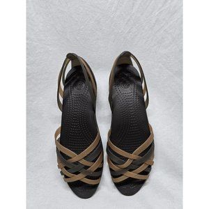 CROCS Brown Sandals with Criss-Cross Straps